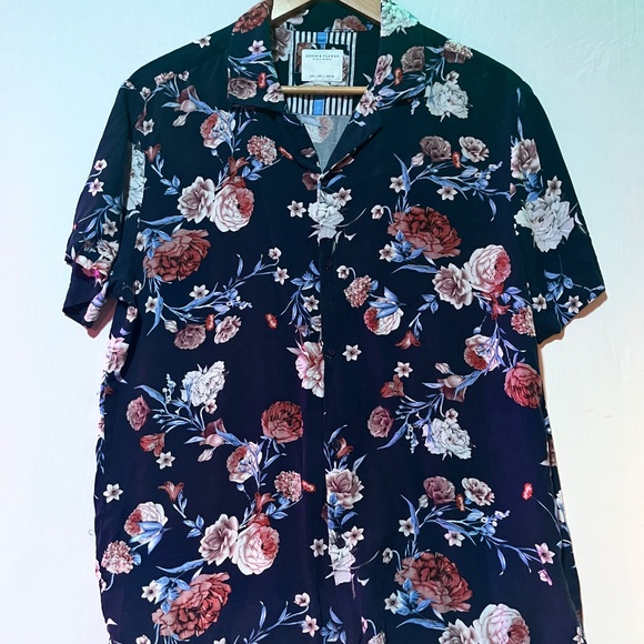 Denim and Flower Ricky Singh Mens Short Sleeve Button Down Shirt Tropical Size M - Picture 3 of 5